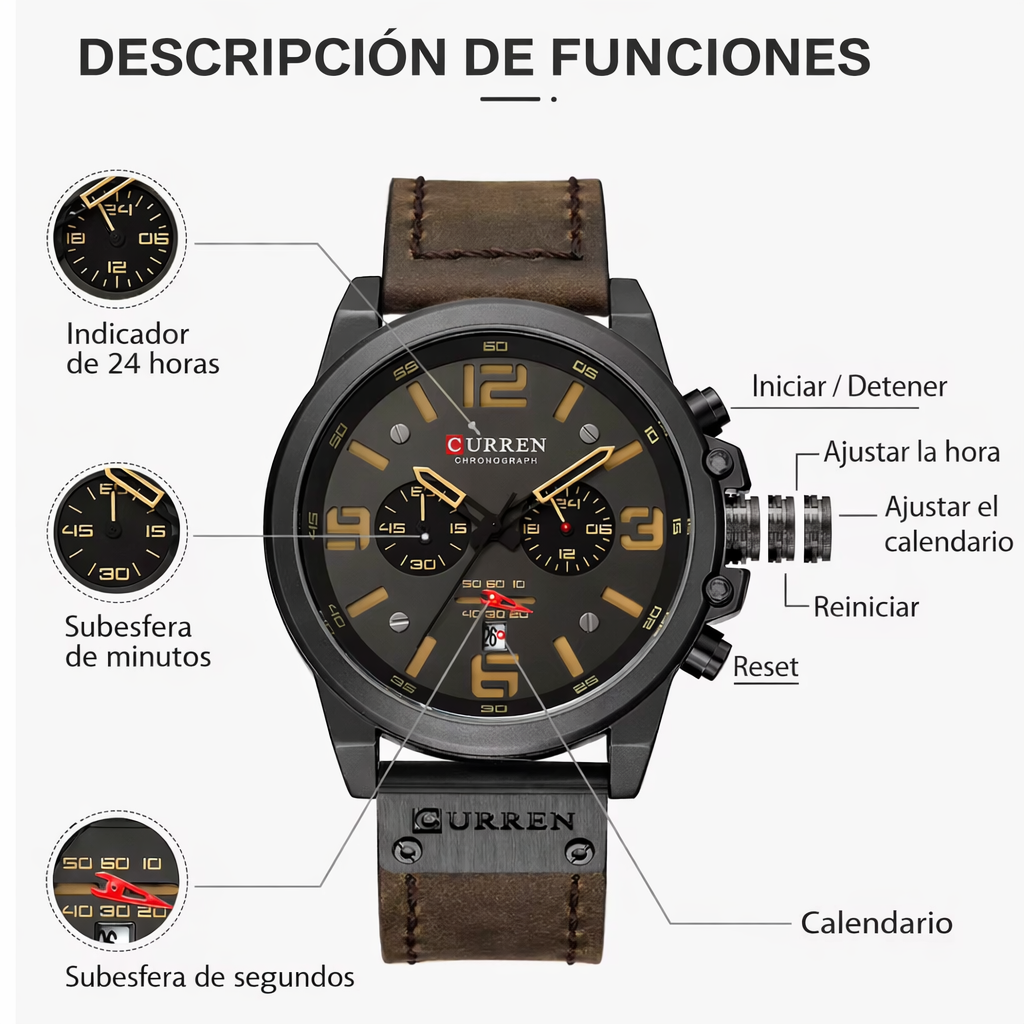 Curren 8314 cuarzo correa en cuero